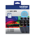Genuine Brother LC401 Standard-Yield Cyan, Magenta &amp; Yellow Ink Cartridge 3-Pack (LC4013PKS)
