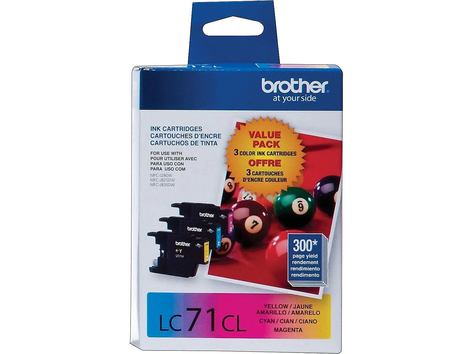 Genuine Brother LC71 Standard-Yield Cyan, Magenta &amp; Yellow Ink Cartridge 3-Pack