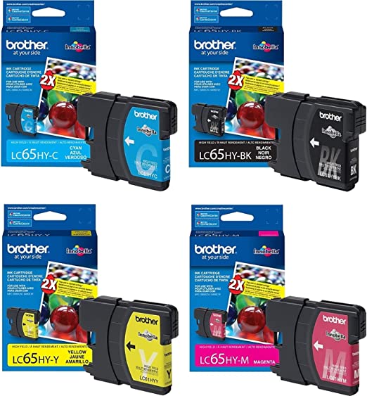 Genuine Brother LC65 High-Yield Black, Cyan, Magenta &amp; Yellow Ink Cartridge 4-Pack