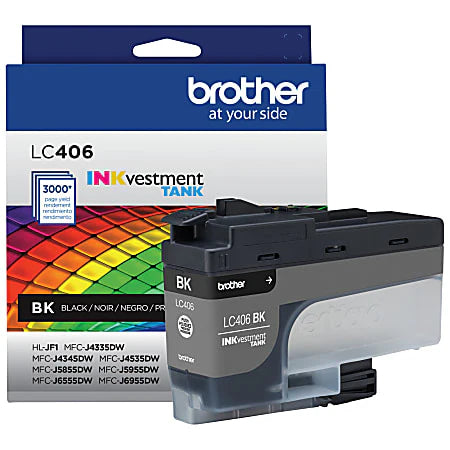 Genuine Brother LC406BK Standard-Yield Black Ink Cartridge