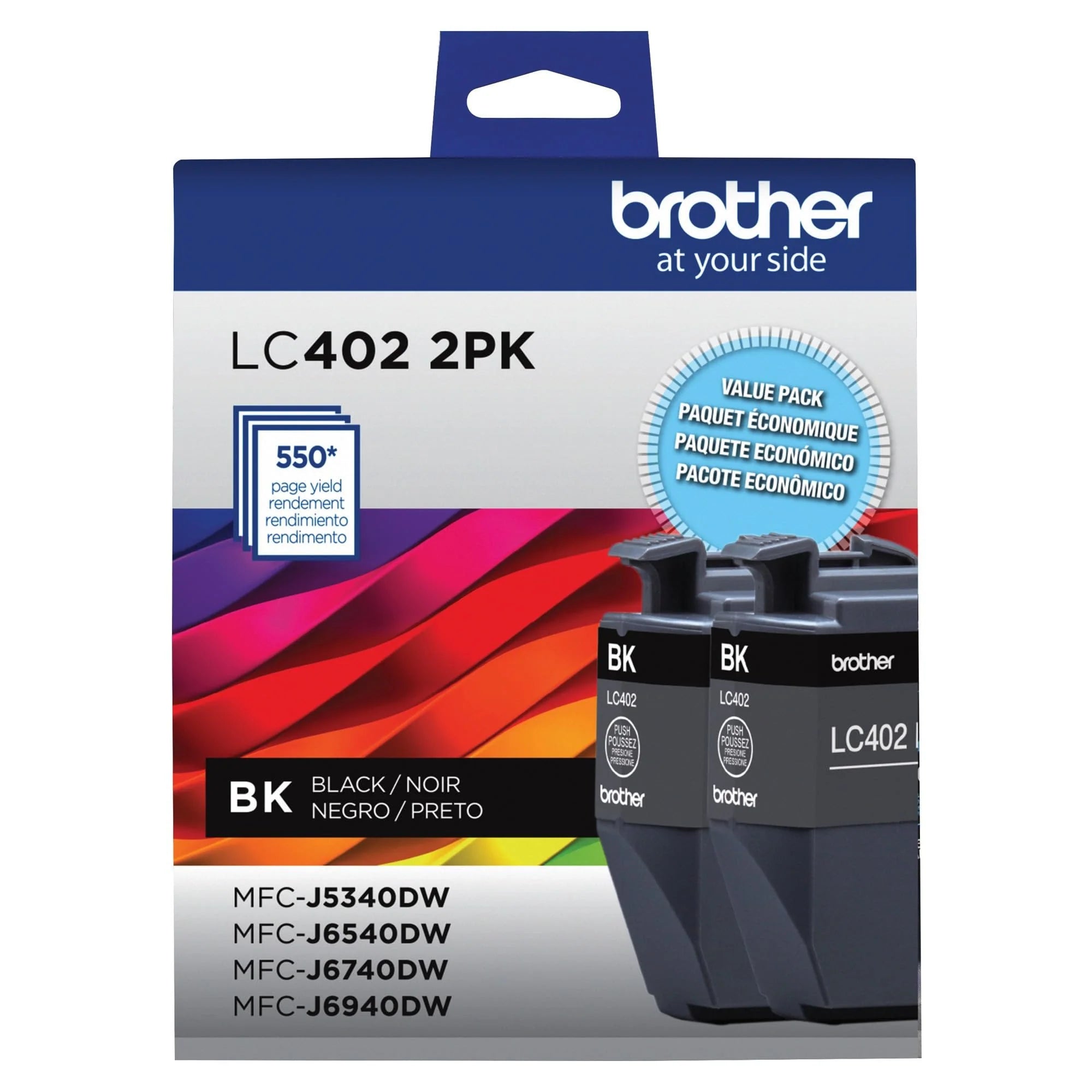 Genuine Brother LC402BK Standard-Yield Black Ink Cartridge 2-Pack