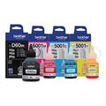 Genuine Brother BT5001 Color &amp; BTD60BK Black Refill Ink Bottle 5-Pack