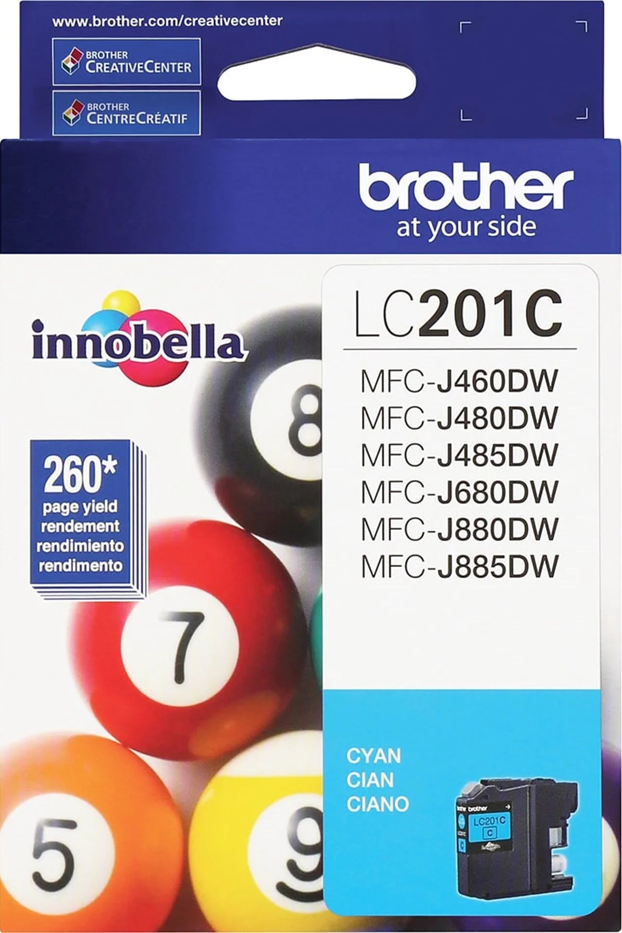 Genuine Brother LC201C Standard-Yield Cyan Ink Cartridge
