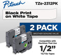 Genuine Brother TZe-231 Black on White Laminated P-touch Label Tape, 1/2" (12mm), 2-Pack