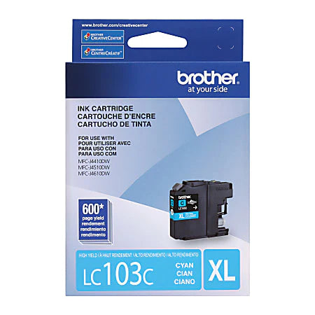 Genuine Brother LC103C High-Yield Cyan Ink Cartridge