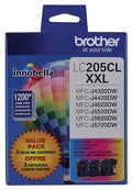 Genuine Brother LC205 Extra High-Yield Cyan, Magenta &amp; Yellow Ink Cartridge 3-Pack