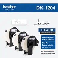 Genuine Brother DK-1204 Die-Cut Paper Address Labels, 0.66" x 2.1" (17mm x 54mm), 3-Pack