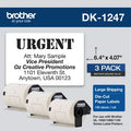 Genuine Brother DK-1247 Paper Shipping Labels, 4.07" x 6.4" (103mm x 164mm), 3-Pack
