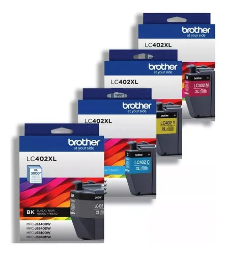 Genuine Brother LC402XL High-Yield Black, Cyan, Magenta &amp; Yellow Ink Cartridge 4-Pack