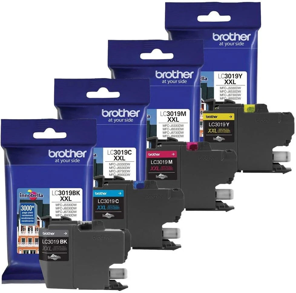 Genuine Brother LC3019 Super High-Yield Black, Cyan, Magenta &amp; Yellow Ink Cartridge 4-Pack