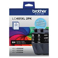 Genuine Brother LC401XLBK High-Yield Black Ink Cartridge 2-Pack