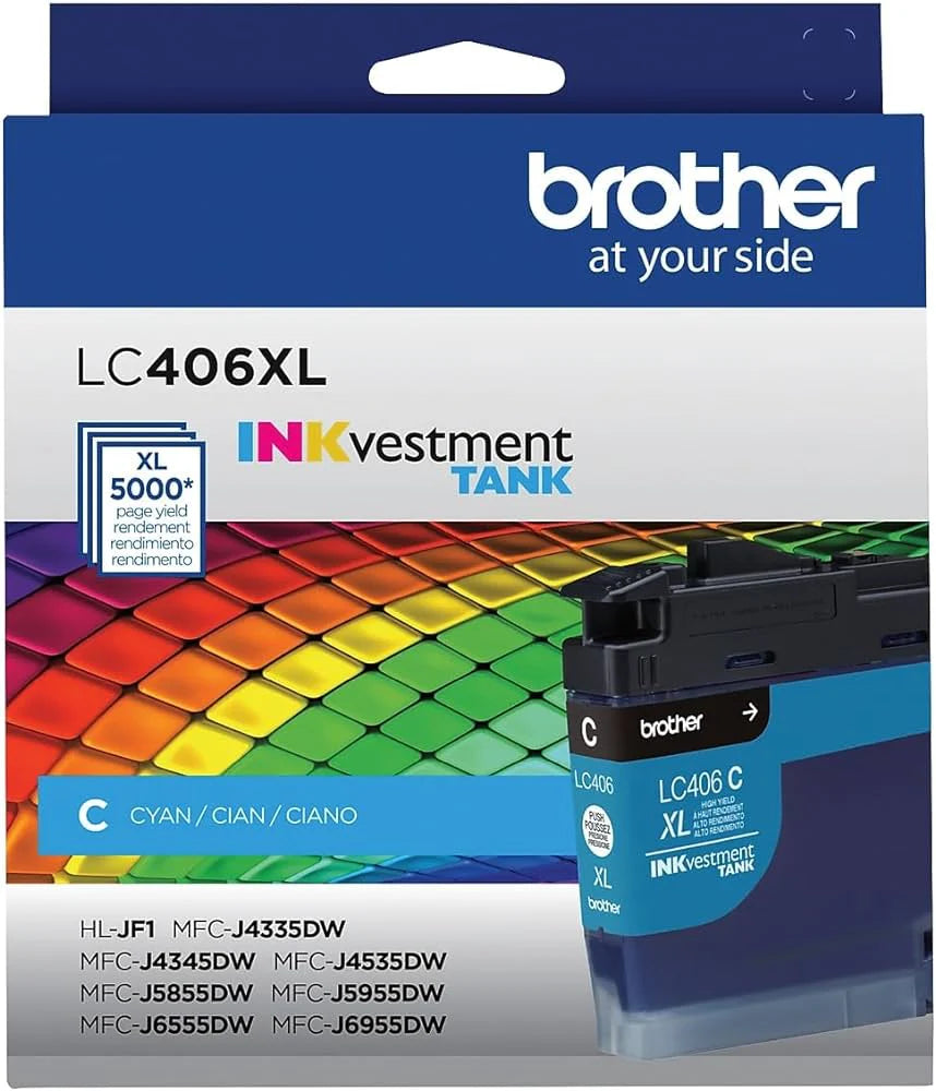 Genuine Brother LC406XLC High-Yield Cyan Ink Cartridge