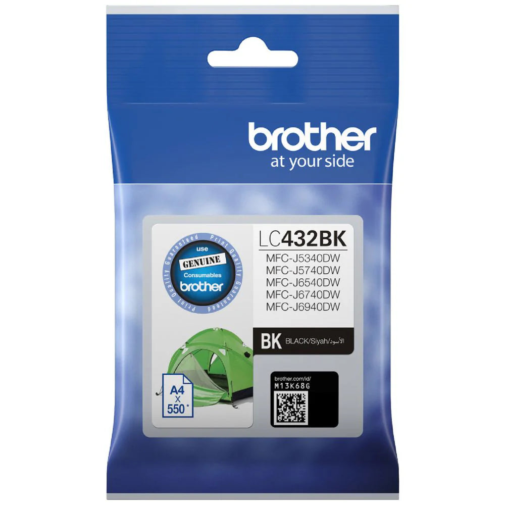 Genuine Brother LC432BK Standard-Yield Black Ink Cartridge