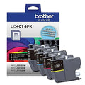 Genuine Brother LC401 Standard-Yield Black, Cyan, Magenta &amp; Yellow Ink Cartridge 4-Pack (LC4014PKS)
