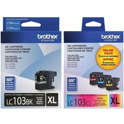 Genuine Brother LC103XL High-Yield Black, Cyan, Magenta &amp; Yellow Ink Cartridge 4-Pack