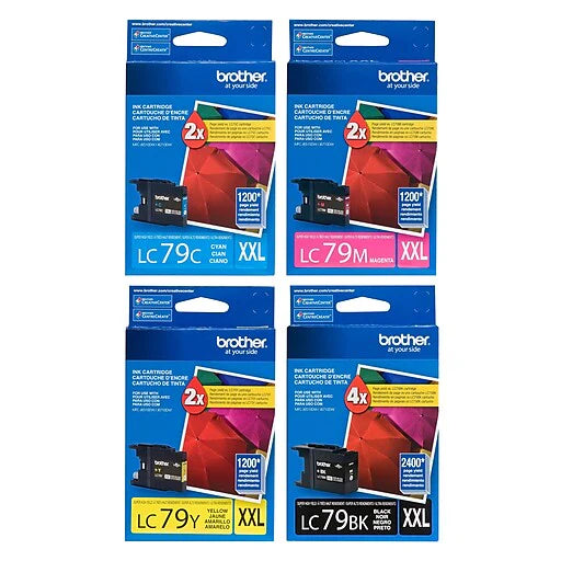 Genuine Brother LC79 Super High-Yield Black, Cyan, Magenta &amp; Yellow Ink Cartridge 4-Pack