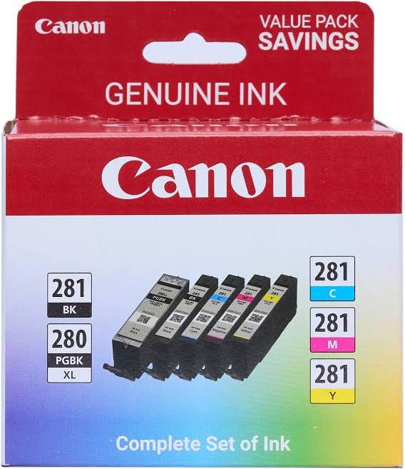 Original Canon PGI-280 Black & CLI-281 Color Ink Cartridges 5-Pack – Genuine Canon Standard Yield Ink