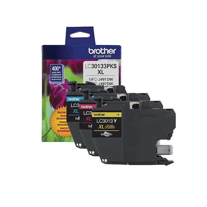 Genuine Brother LC3013XL High-Yield Cyan, Magenta &amp; Yellow Ink Cartridge 3-Pack